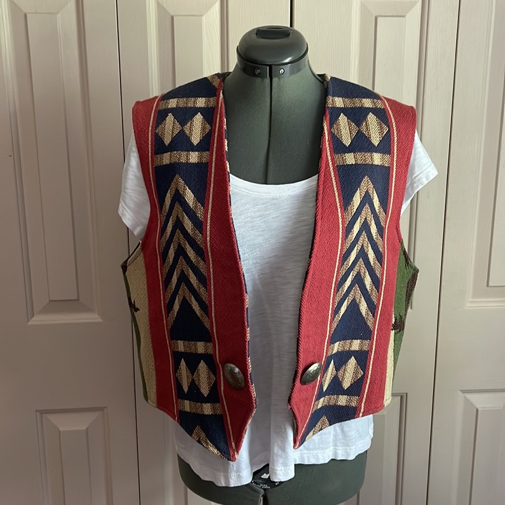 Wraps Western Cow Girl BISON BUFFALO Vest Sz Large